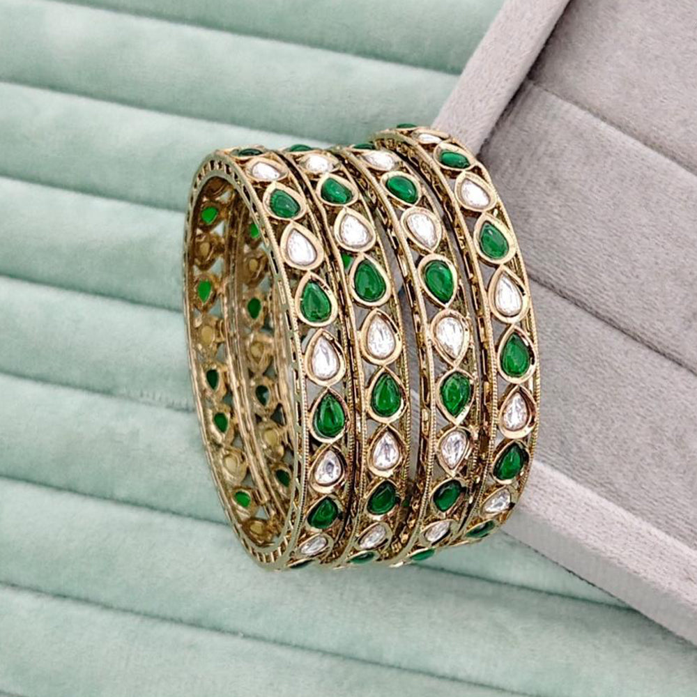 Rajwadi Collection Premium Pota Stone Bangles Set