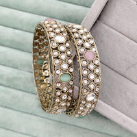 Rajwadi Collection Premium Pota Stone Bangles Set