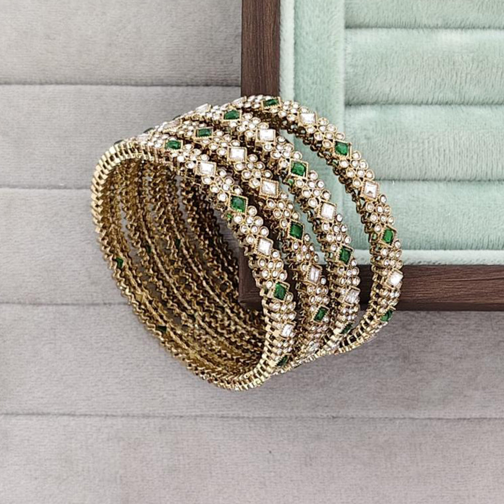 Rajwadi Collection Premium Pota Stone Bangles Set