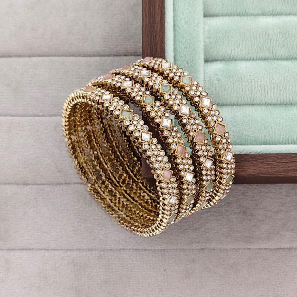 Rajwadi Collection Premium Pota Stone Bangles Set
