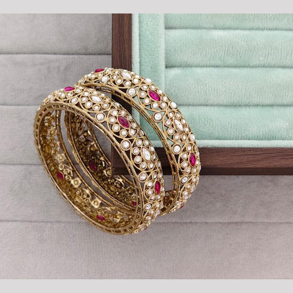 Rajwadi Collection Premium Pota Stone Bangles Set