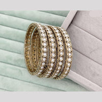 Rajwadi Collection Shimmer Crystal Stone And Pearl Bangles Set