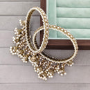 Rajwadi Collection Shimmer Crystal Stone And Pearl Bangles Set