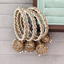 Rajwadi Collection Shimmer Crystal Stone And Pearl Bangles Set