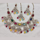 Rajwadi Collection Elegant Polki Kundan Stone And Beads Necklace Set