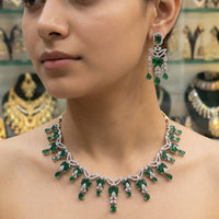 Rajwadi Collection Luxury American Diamond Party Wear Necklace Set