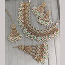 Rajwadi Collection Sparkling Crystal Stone And Pearl Necklace Set
