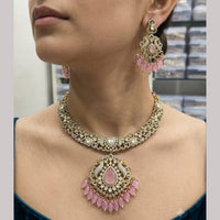 Rajwadi Collection Elegant Polki Kundan Stone And Beads Necklace Set