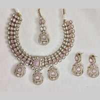 Rajwadi Collection Elegant Pota Stone Necklace Set 