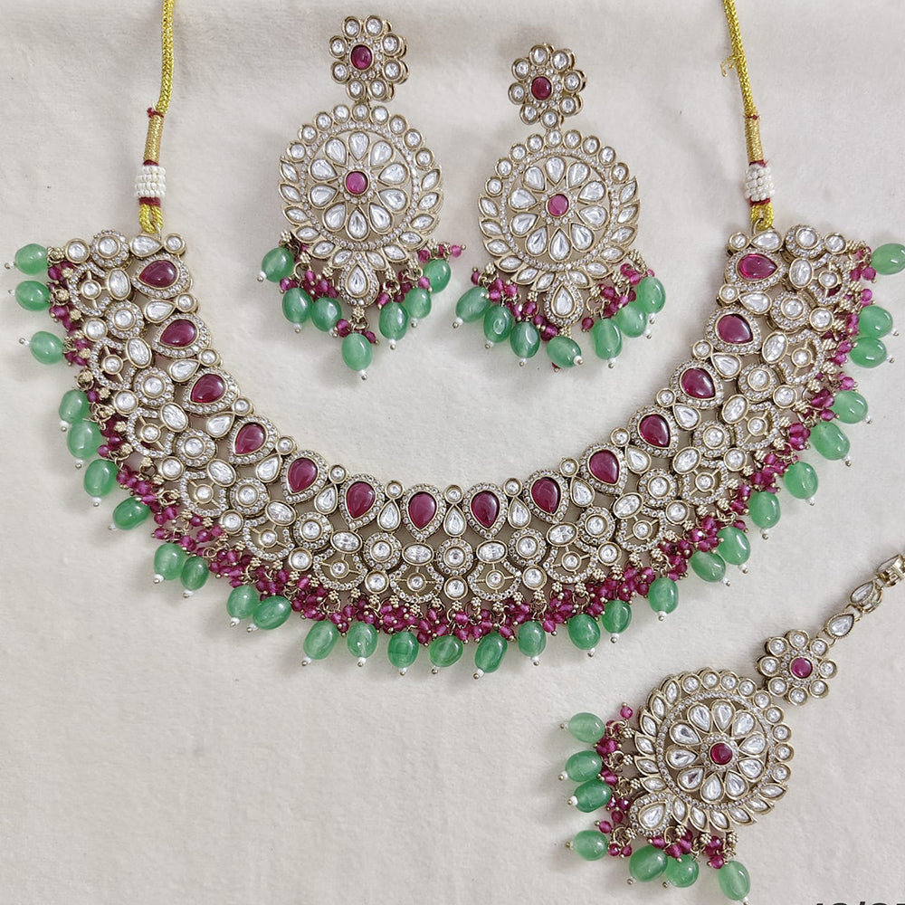 Rajwadi Collection Elegant Pota Stone Pearl And Beads Necklace Set