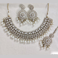 Rajwadi Collection Elegant Pota Stone Pearl And Beads Necklace Set