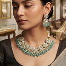Rajwadi Collection Elegant Kundan Stone Pearl And Beads Necklace Set