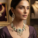 Rajwadi Collection Exquisite Polki Kundan Stone Pearl And Beads Necklace Set