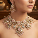 Rajwadi Collection Exquisite Polki Kundan Stone Pearl And Beads Choker Necklace Set 