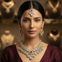 Rajwadi Collection Designer Polki Kundan Necklace Set