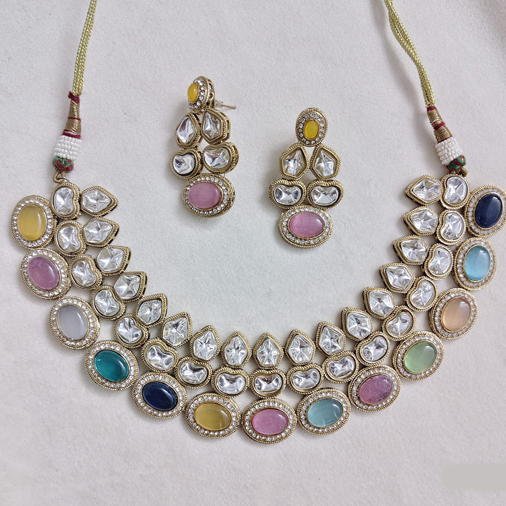 Rajwadi Collection Designer Polki Kundan Necklace Set
