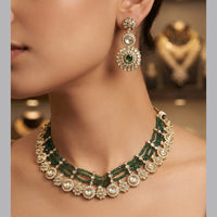 Rajwadi Collection Designer Polki Kundan And Pearl Choker Necklace Set