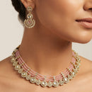 Rajwadi Collection Designer Polki Kundan And Pearl Choker Necklace Set