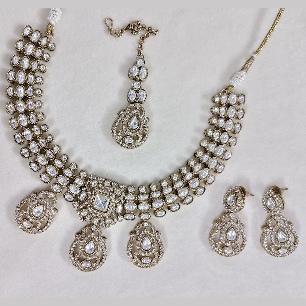 Rajwadi Collection Designer Pota Stone And Austrian Stone Necklace Set