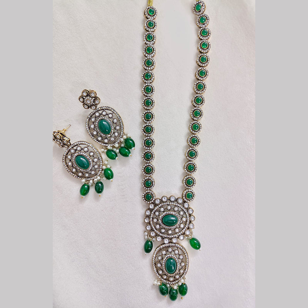 Rajwadi Collection Designer Pota Stone And Austrian Stone Beads Necklace Set