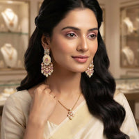 Rajwadi Collection Elegant Kundan Stone and Pearl  Meenakari Dangler Earrings