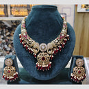 Rajwadi Collection Premium Pota Stone And Pearl Necklace Set