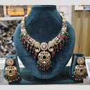 Rajwadi Collection Premium Pota Stone And Pearl Necklace Set