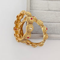 Rajwadi Collection Premium Pota Stone Openable Bangles Set
