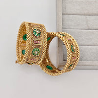 Rajwadi Collection Premium Pota Stone Openable Bangles Set