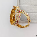 Rajwadi Collection Premium Pota Stone And Pearl Meenakari Openable Bangles Set