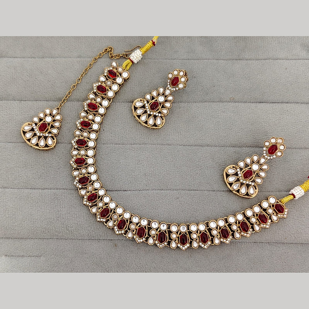 Rajwadi Collection Premium Pota Stone Necklace Set