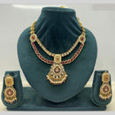 Rajwadi Collection Premium Pota Stone And Pearl Necklace Set