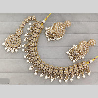 Rajwadi Collection Luxury Crystal Stone And Pearl Necklace Set
