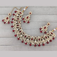 Rajwadi Collection Premium Pota Stone And Pearl Necklace Set