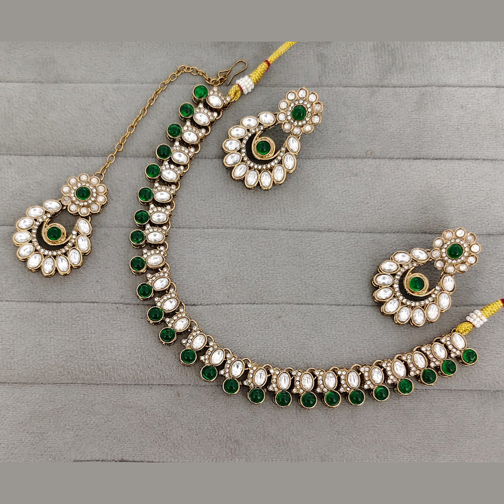 Rajwadi Collection Premium Pota Stone Necklace Set