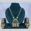 Rajwadi Collection Premium Pota Stone And Pearl Necklace Set