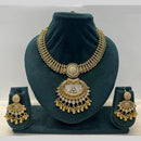 Rajwadi Collection Premium Pota Stone And Pearl Necklace Set