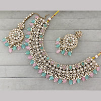 Rajwadi Collection Premium Pota Stone And Pearl Necklace Set