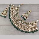 Rajwadi Collection Premium Pota Stone And Pearl Necklace Set
