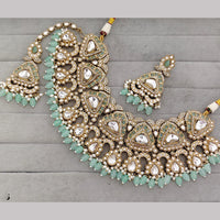 Rajwadi Collection Premium Pota Stone And Pearl Necklace Set