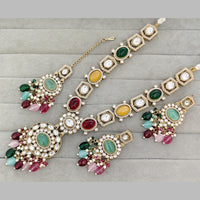 Rajwadi Collection Designer Pota Stone And Austrian Stone Beads Necklace Set