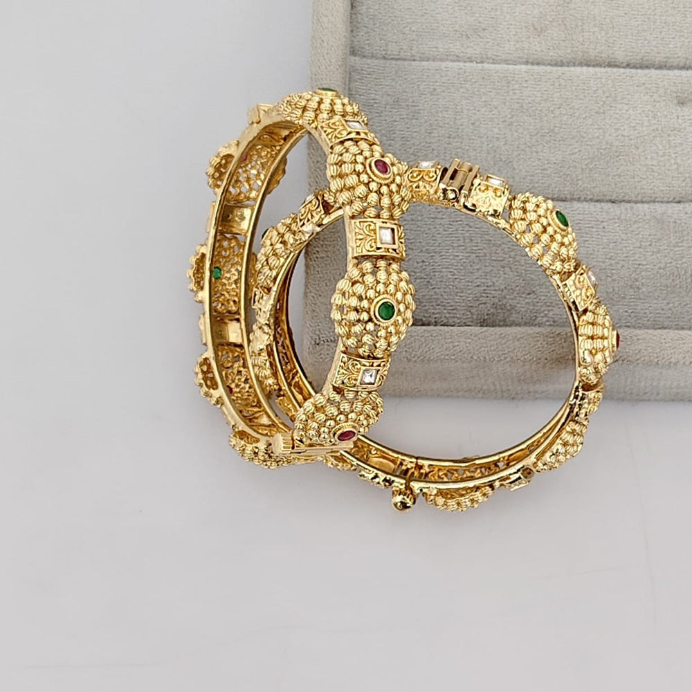 Rajwadi Collection Premium Pota Stone Openable Bangles Set