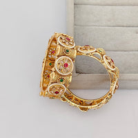 Rajwadi Collection Premium Pota Stone And Pearl Openable Bangles Set