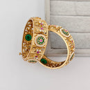 Rajwadi Collection Premium Pota Stone And Pearl Openable Bangles Set