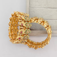 Rajwadi Collection Premium Pota Stone Openable Bangles Set