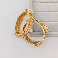 Rajwadi Collection Premium Pota Stone And Pearl Openable Bangles Set