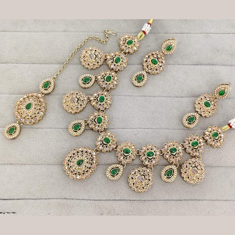 Rajwadi Collection Luxury Crystal Stone And Pearl Necklace Set