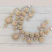 Rajwadi Collection Luxury Crystal Stone And Pearl Necklace Set
