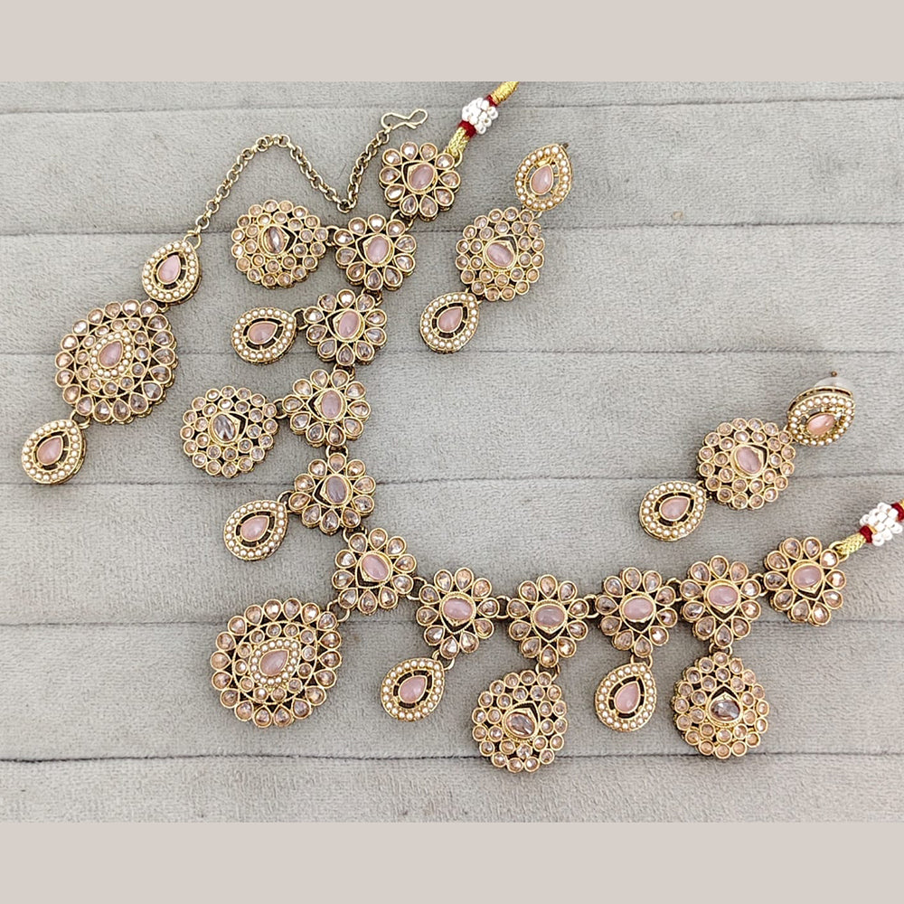 Rajwadi Collection Luxury Crystal Stone And Pearl Necklace Set
