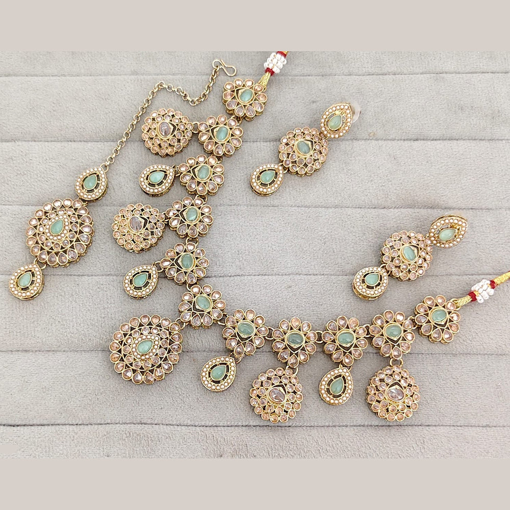 Rajwadi Collection Luxury Crystal Stone And Pearl Necklace Set